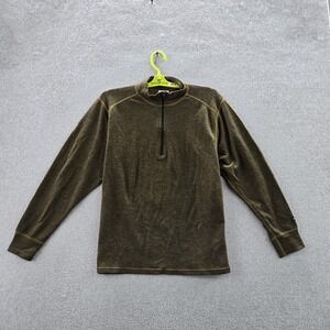 Polarmax Men Sweatshirt Olive Green Wool Blend Base Layer Quarter‎ Zip